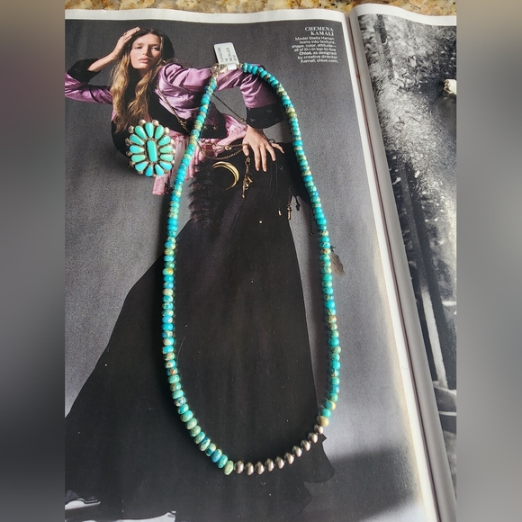 Turquoise and Silver Beaded Necklace - Picture 1 of 7